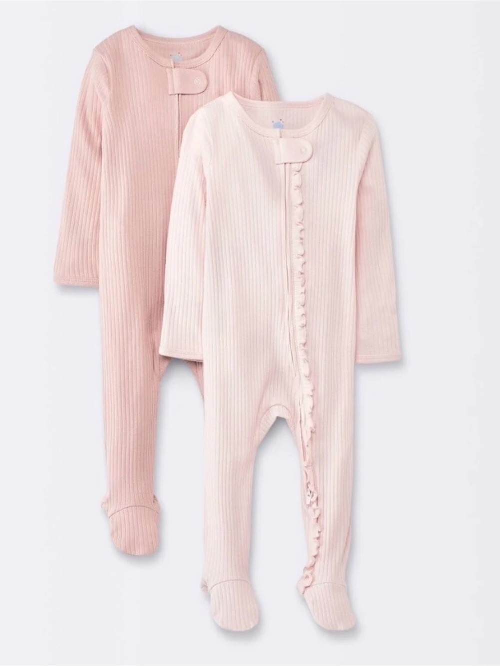 Cloud Island Baby Girls' Ribbed Pink One-Piece Footed Sleepers - 2-Pack